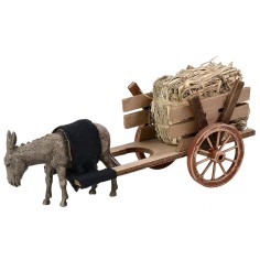 Carro con fieno e asino cm 20x7,5x8 h