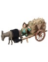 Carro con fieno e asino cm 20x7,5x8 h
