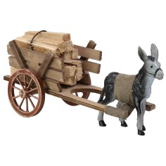 Carro con leña y burro de 18,5x7,5x8 cm h carro, altura, burro. 2