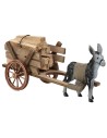 Carro con legna e asino cm 20x7,5x8 h
