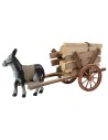 Carro con legna e asino cm 20x7,5x8 h