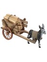 Carro con legna e asino cm 20x7,5x8 h