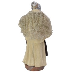 Old woman with shawl 10 cm height, fabric, terracotta, base 2