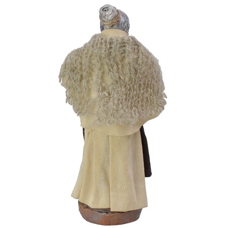Vieja con chal, 10 cm de altura, tela, terracota, base