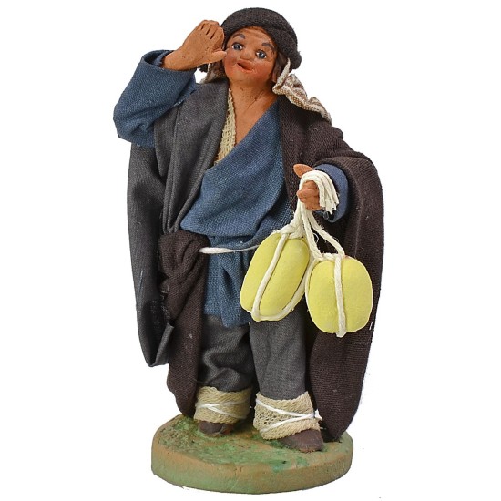 Vendedor de quesos 10 cm altura, base, tela, terracota