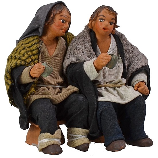 Coppia di ubriachi seduti serie 10 cm