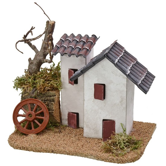 Casita enlucida rústica con tejas Mondo Presepi