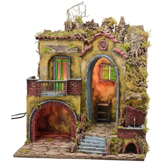 Presepe illuminato stile '700 con arco grande cm 50x40x62 h