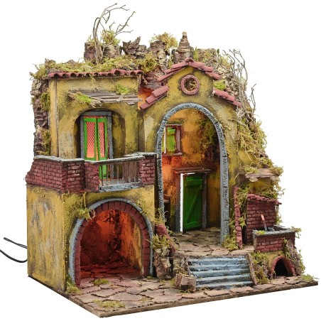 Presepe illuminato stile '700 con arco grande cm 50x40x62 h