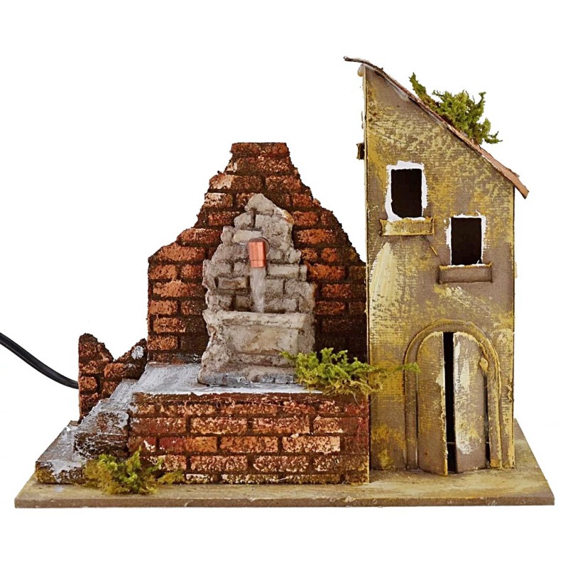 House with functioning fountain attached cm 25x16x21 h