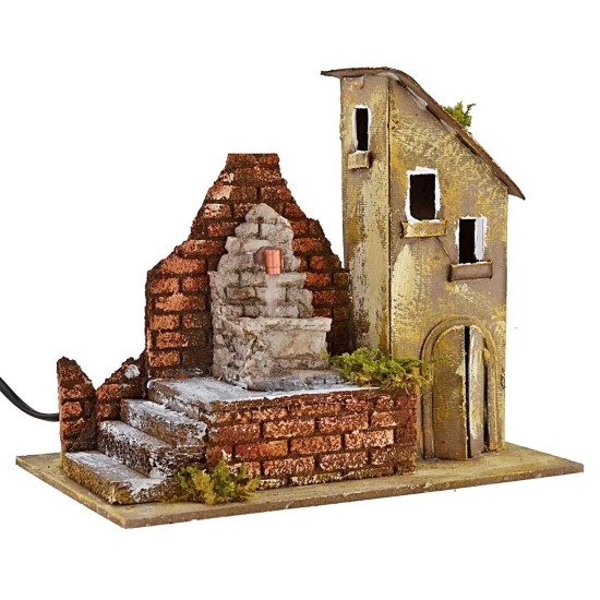 House with functioning fountain attached cm 25x16x21 h