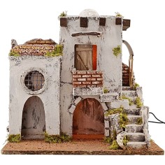 Casa Araba illuminata con scalinata cm 35x25x35 h. Mondo Presepi 2