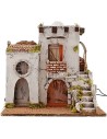 Casa Araba illuminata con scalinata cm 35x25x35 h. Mondo Presepi