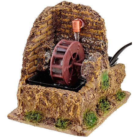 Molino de agua en funcionamiento para belén de 12x10x13 cm de