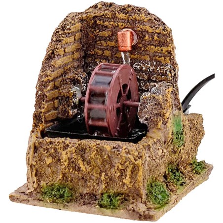 Molino de agua en funcionamiento para belén de 12x10x13 cm de