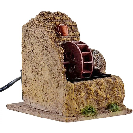 Molino de agua en funcionamiento para belén de 12x10x13 cm de