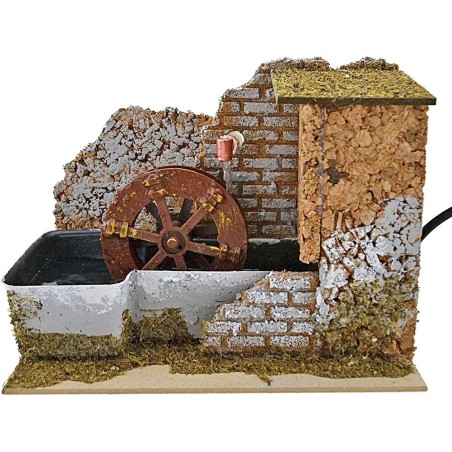 Mulino ad acqua presepe cm 20x14x15 h. Completo di pompa Mondo