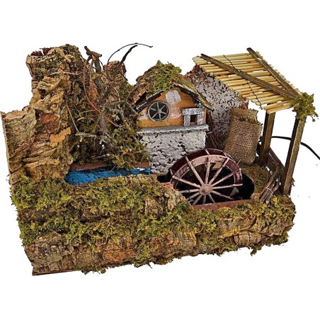 Mulino ad acqua con ruscello presepe cm 32x18x24 h. Mondo