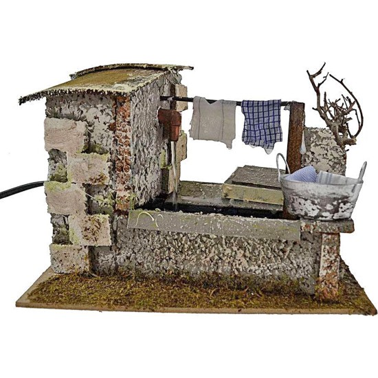 Stenditoio gocciolante con fontana presepe cm 20x14x13 h. -