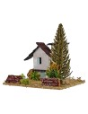 Casas para belén con árbol de 13,5x13,5x9 cm de altura.