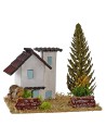 Casas para belén con árbol de 13,5x13,5x9 cm de altura.