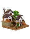 Casette per presepe su due livelli con albero cm 15x19x14h
