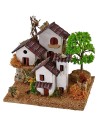 Casette per presepe su due livelli con albero cm 15x19x14h