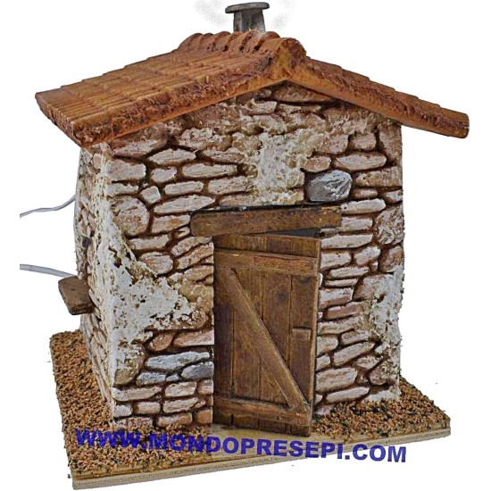 Stone house with smoke cm 15x12x19 h.