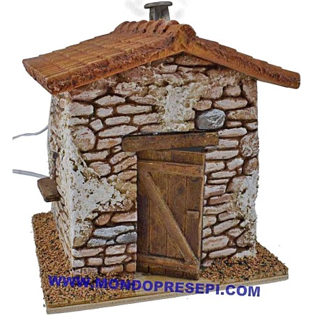 Stone house with smoke cm 15x12x19 h.