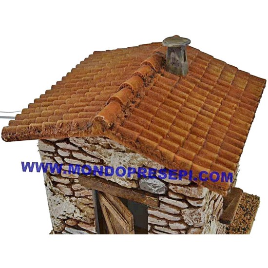 Casa in pietra con fumo cm 15x12x19 h. Mondo Presepi