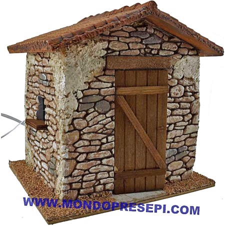 Casa in pietra con fumo cm 25x22x24 h. Mondo Presepi