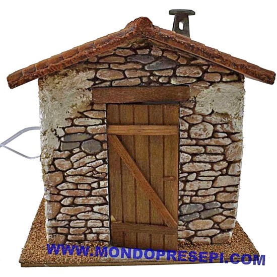 Casa in pietra con fumo cm 25x22x24 h. Mondo Presepi
