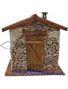 Casa de piedra con humo de 25x22x24 cm h. Mundo Pesebre.