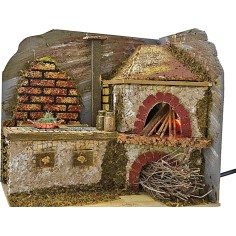 Cocina con horno con efecto fuego pesebre funcionando cm 2