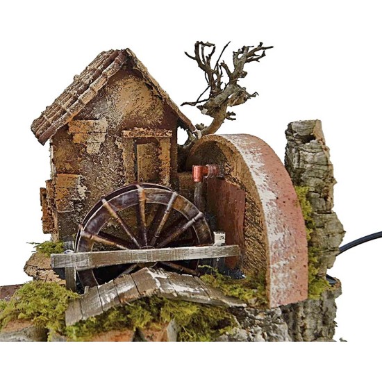 Casa con molino de agua funcionando cm 24x20x22 h. Mundo