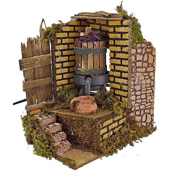 Torchio con vino funzionante cm 10x15x15 h. Mondo Presepi
