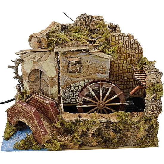 Water mill for working nativity scene cm 33x18x13 h.