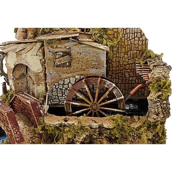 Mulino ad acqua per presepe funzionante cm 33x18x13 h. Mondo