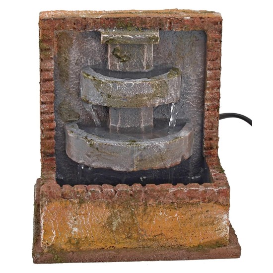 Fontana su due livelli funzionante per presepe cm 14,5x14,5x16