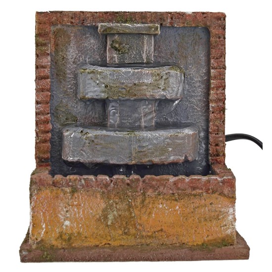 Fontana su due livelli funzionante per presepe cm 14,5x14,5x16