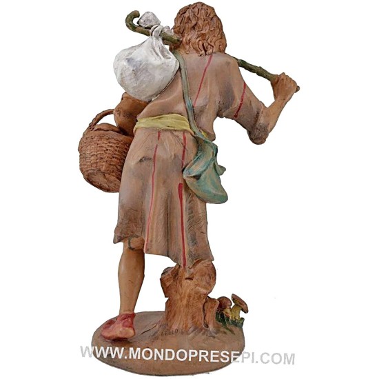 Pastore con cesta di funghi 30 cm Lux Euromarchi Mondo Presepi
