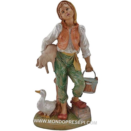 Contadino con animali e secchio 30 cm Lux Euromarchi Mondo