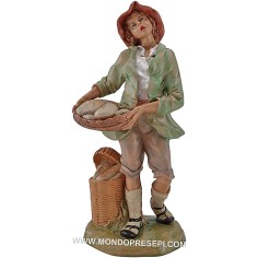 Pastore con ceste di pane 30 cm Lux Euromarchi Mondo Presepi