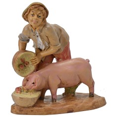 Ragazzo con maiale 15-16 cm lux Euromarchi base, altezza