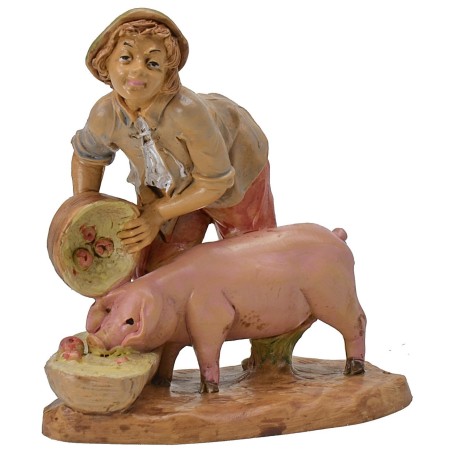 Ragazzo con maiale 15-16 cm lux Euromarchi