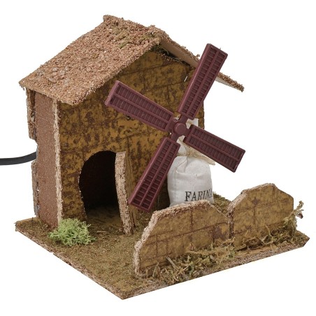 Working windmill cm 15x15x14,5 h altezza, corrente, statue