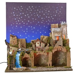 Presepe illuminato con cielo stellato a fibre ottiche cm