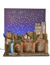 Pesebre iluminado con cielo estrellado de fibra óptica cm