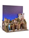 Pesebre iluminado con cielo estrellado de fibras ópticas