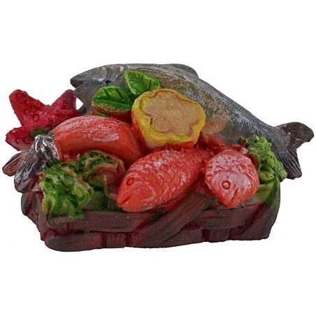 Cesta con pescado cm 3,5x2,5x2,5 h. belén Mondo Presepi